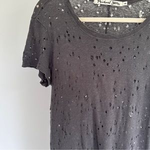 Michael Stars Gray Distressed Tee